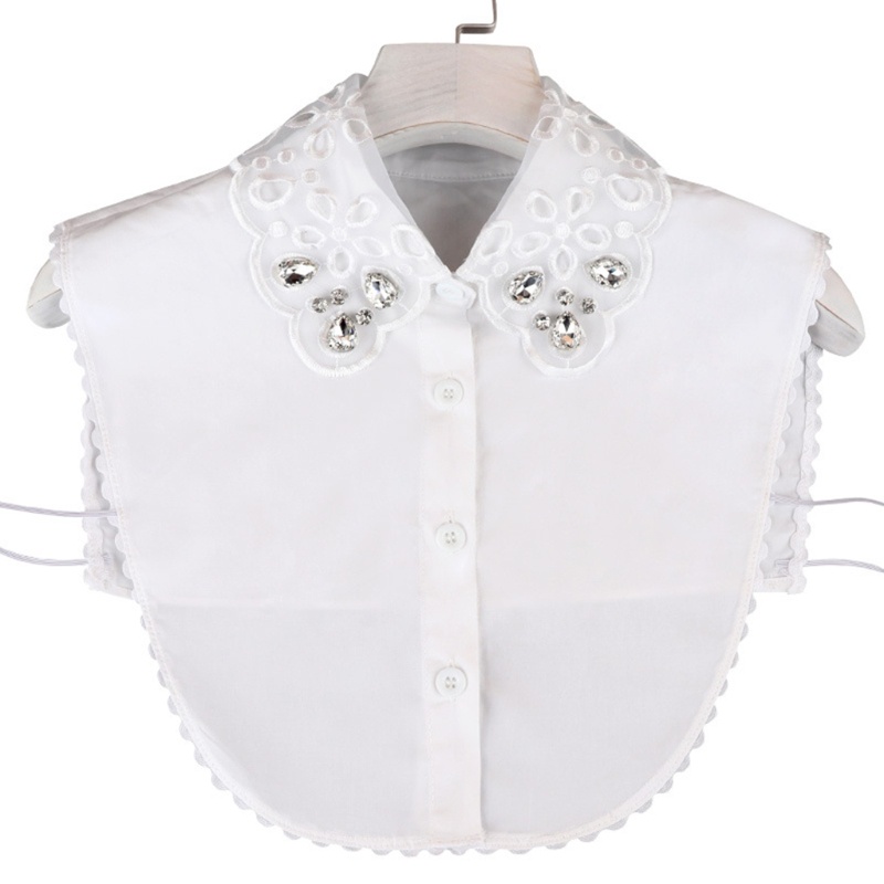 Cổ áo sơ mi giả bằng cotton phối ren hoa đính kim cương giả có thể tháo rời thời trang cho nữ | BigBuy360 - bigbuy360.vn