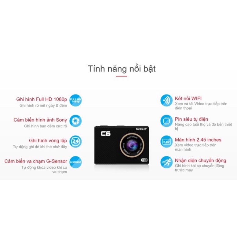 [ Shop Uy Tín ] VietMap C6 - Camera Hành Trình Ô tô Có WiFi + Thẻ 32GB - HÀNG CHÍNH HÃNG | BigBuy360 - bigbuy360.vn
