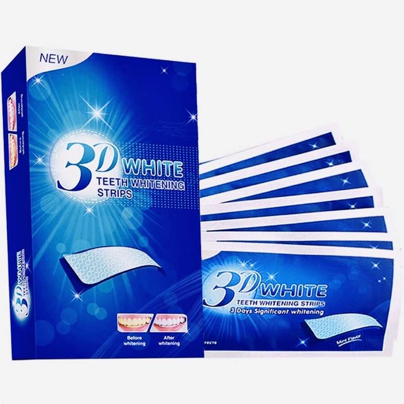 CHÍNH HÃNG Miếng Dán Trắng Răng 3D WHITE TEEH WHITENING STRIPS Hiệu Quả Sau 3 Lần Sử Dụng