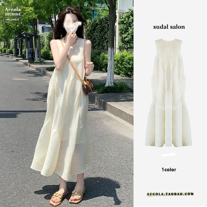 (HÀNG QUẢNG CHÂU-TAOBAO cao cấp) Váy sát nách dáng xòe tiểu thư 2 lớp hàng quảng châu cao cấp Đầm maxi dạo phố, hẹn hò