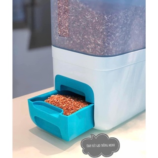 Thùng gạo Rice Smart Aqua 10kg Tupperware thương hiệu Mỹ ngăn ẩm mốc gạo, không bị mối mọt