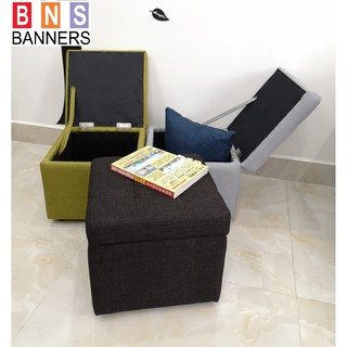 Ghế Đôn Hộp Vuông BNS-Xám Đen