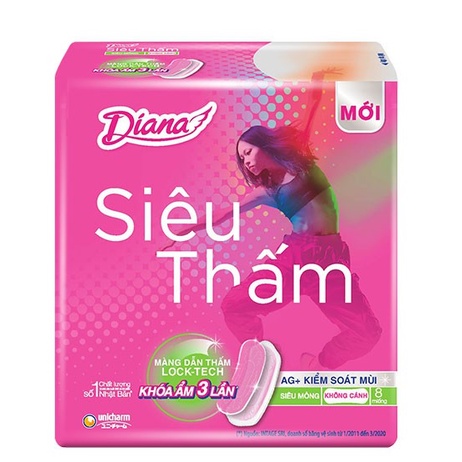 1 Gói Băng Vệ Sinh Diana Siêu thấm Siêu mỏng không cánh