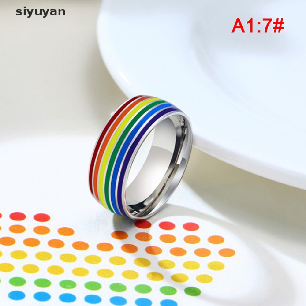 Nhẫn Cầu Vồng LGBT Chất Liệu Thép Không Gỉ