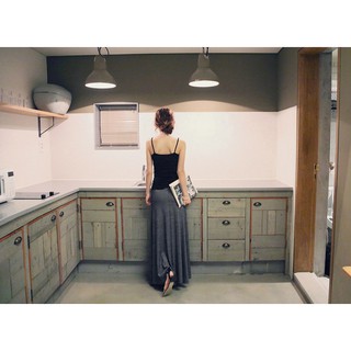 Chân váy dài Maxi, cạp thấp, cotton, Hàng order