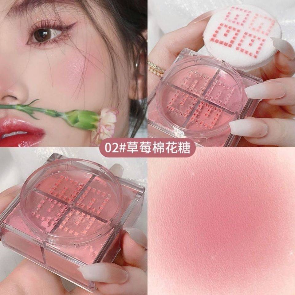 [Hàng mới về] Phấn má hồng 4 ô dễ lên màu trang điểm tự nhiên tươi tắn dễ thương | BigBuy360 - bigbuy360.vn