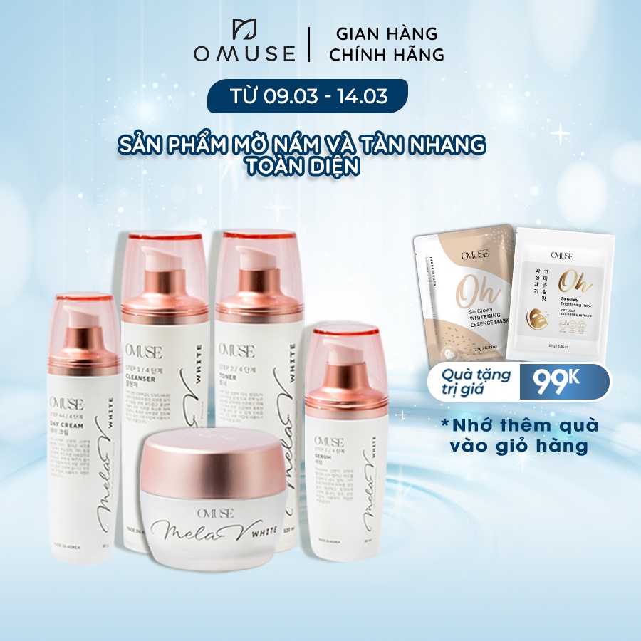 Bộ sản phẩm mờ nám và tàn nhang toàn diện OMUSE MelaV phù hợp với mọi loại da