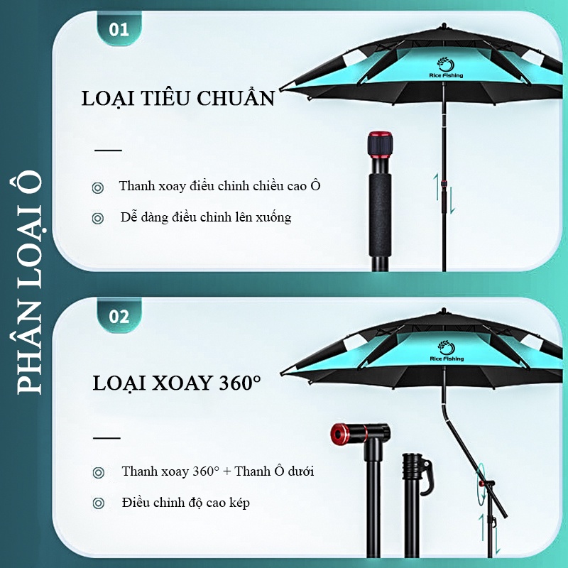 Ô Câu Cá Rice Fishing - Ô Dù Dã Ngoại Phủ 5 Lớp  VINYL MATERIAL UPF 50+ Cách Nhiệt Chống Nắng, Chống Thấm Cực Tốt KK-44