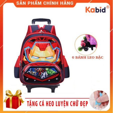 [HÀNG SẴN] Balo kéo 6 bánh xe  Họa tiết siêu nhân cho bé trai vào lớp 1 ( Tặng cá heo viết chữ đẹp)