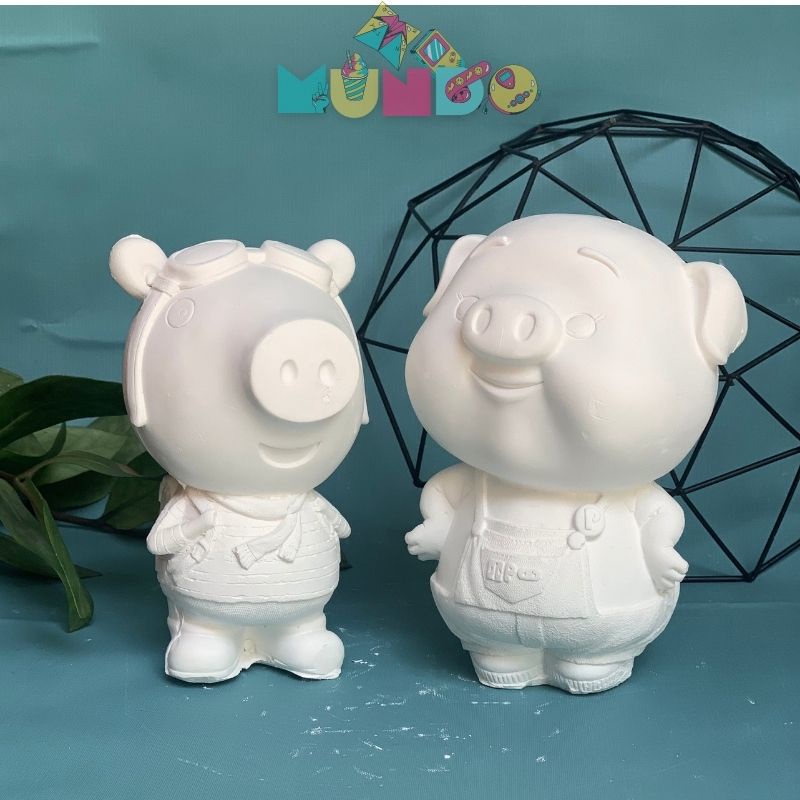 Tượng tô màu (có màu cọ) cao cấp chọn mẫu LỢN CON, tượng thạch cao MUNDO