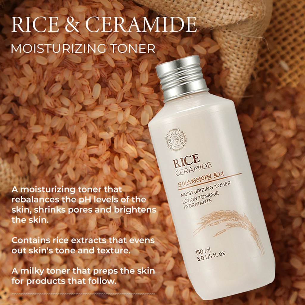 NƯỚC HOA HỒNG GẠO LÀM SÁNG DA RICE CERAMIDE MOISTURIZING TONER THE FACE SHOP 150ML