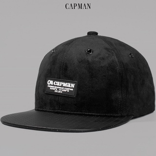 Mũ snapback chính hãng CAPMAN phong cách hiphop vải da lộn màu đen CM150