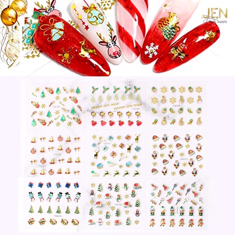 Sticker noel dán móng-hình dán nail bông tuyết giáng sinh