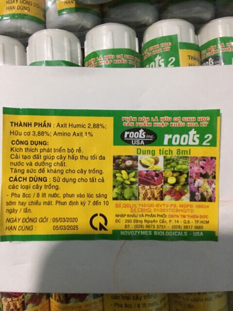 Phân bón lá bón rễ HOA KỲ Roots-2 - Lọ 8ml (Kháng khử độc cho cây khi dùng phân quá liều )