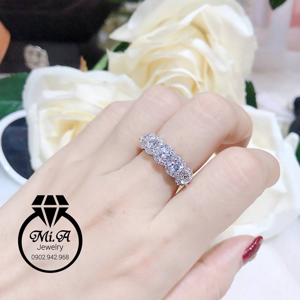 Nhẫn nữ bạc ý S925 xi Kim đá Cz cao cấp N077 | Mi.A Trang sức bạc
