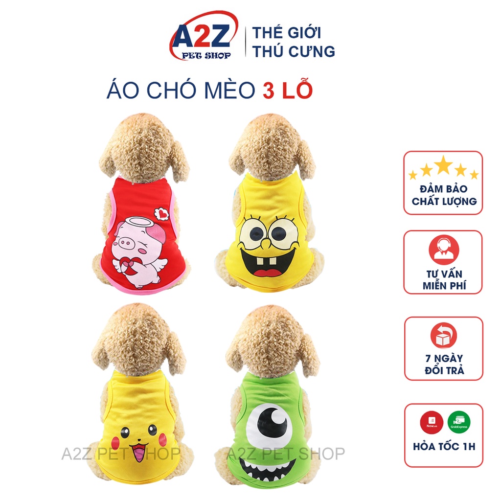 Áo Cho Mèo Chó Loại Áo 3 Lỗ Họa Tiết Dễ thương