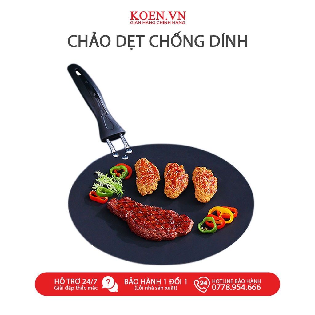 Chảo Chống Dính KOEN Chảo Chống Dính Bếp Từ Có Vân Đá Chống Dính Thiết Kế Kiểu Dẹt
