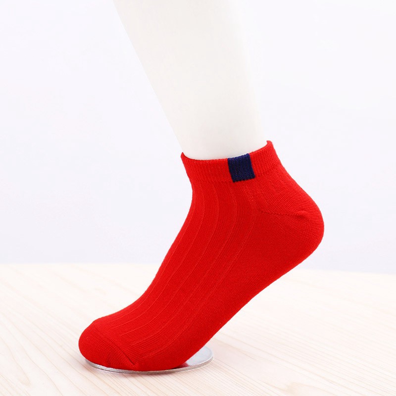 Tất - Vớ nam nữ cotton cổ ngắn gân tăm vintage Hàn Quốc