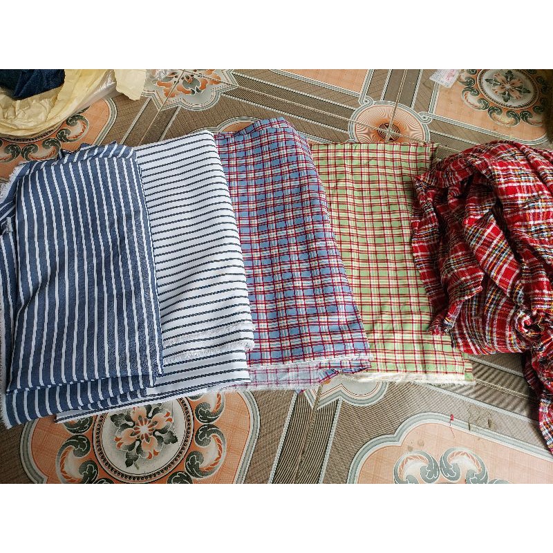 Vải thô kẻ caro Hàn Quốc may áo sơ mi - áo chống nắng - tạp dề