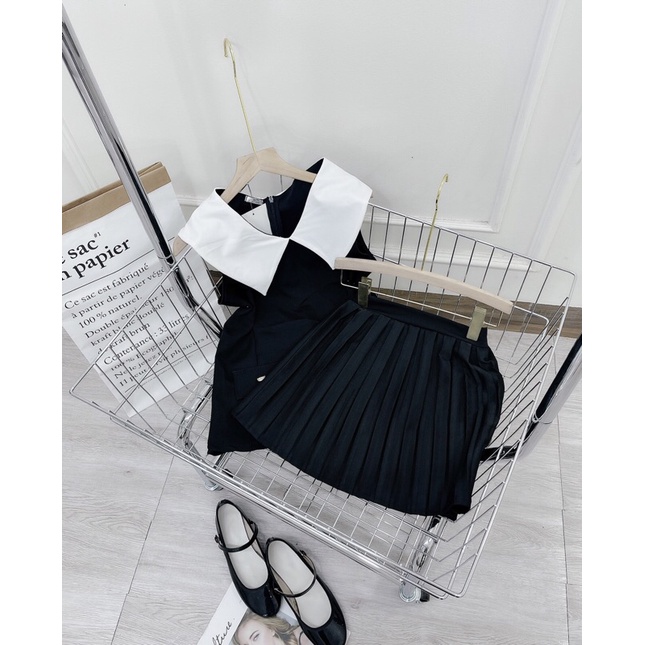 Set váy cổ piter cv xếp ly