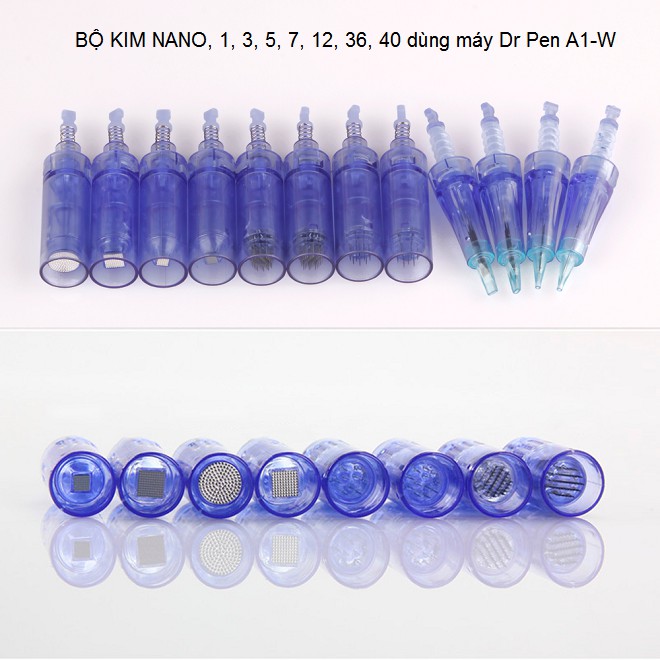 Đầu kim nano, 12, 36 xanh cho máy phi kim, máy lăn kim Dr Pen M5, M7, A1, MYM, N1, N2