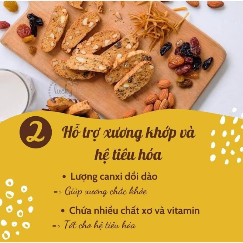 Bánh Biscotti ăn kiêng giảm cân nguyên cám không đường Mix 3 vị