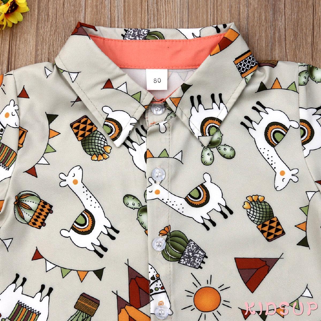 Set áo sơ mi + quần short dễ thương cho bé trai