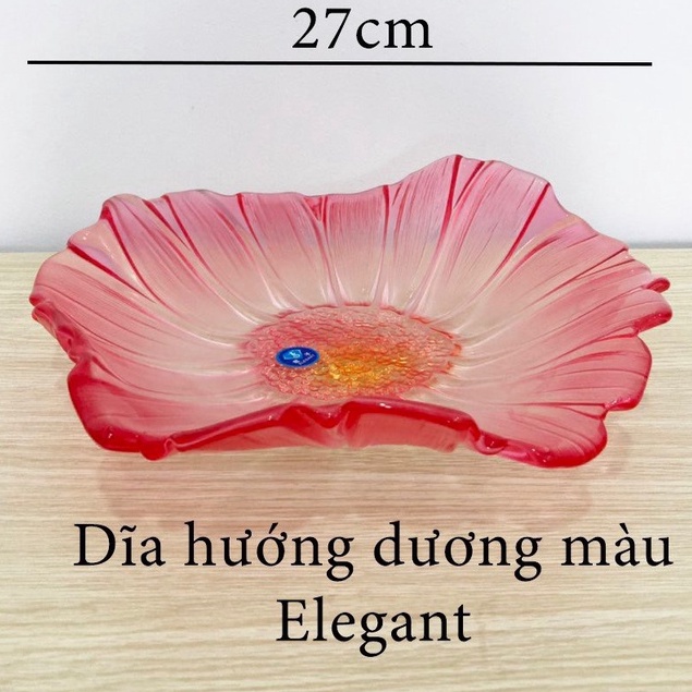 Đĩa Tô Thủy Tinh Pha Lê Hướng Dương Đựng Trái Cây Bánh Mứt - 27cm