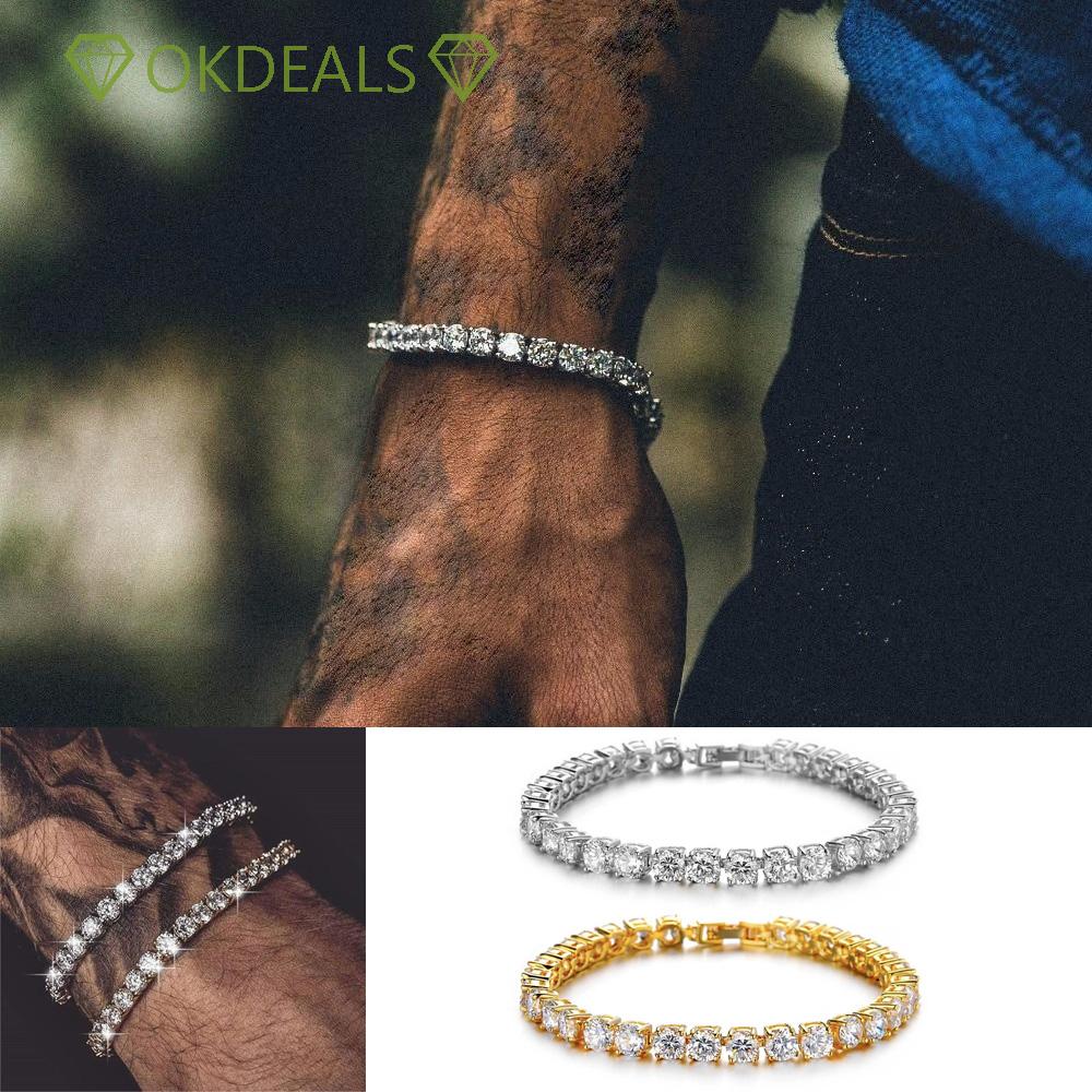 Vòng đeo tay đính đá kim cương lấp lánh sang trọng dành cho nam nữ