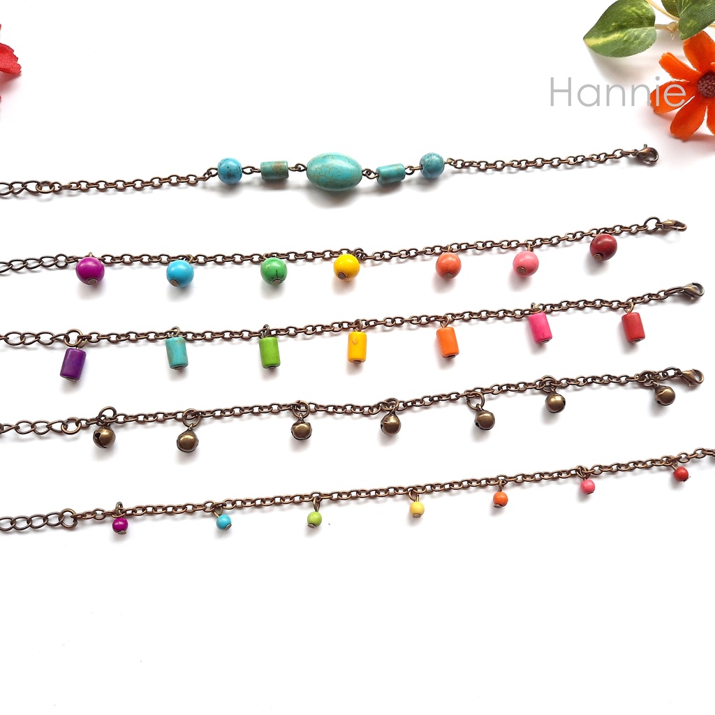 Vòng chân giả cổ hạt đá - Lắc chân nữ handmade đơn giản