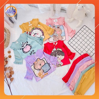 Đồ ngủ cho bé gái, bộ pijama cho bé gái size 9-25kg chất lụa bibo store