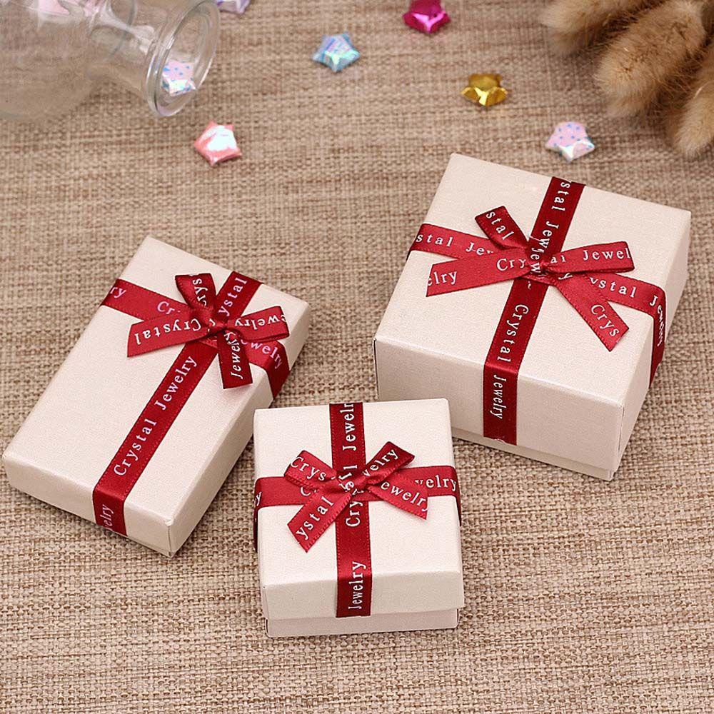 DANILO 1 Hộp Quà Đựng Trang Sức Có Nơ Màu Sắc Be