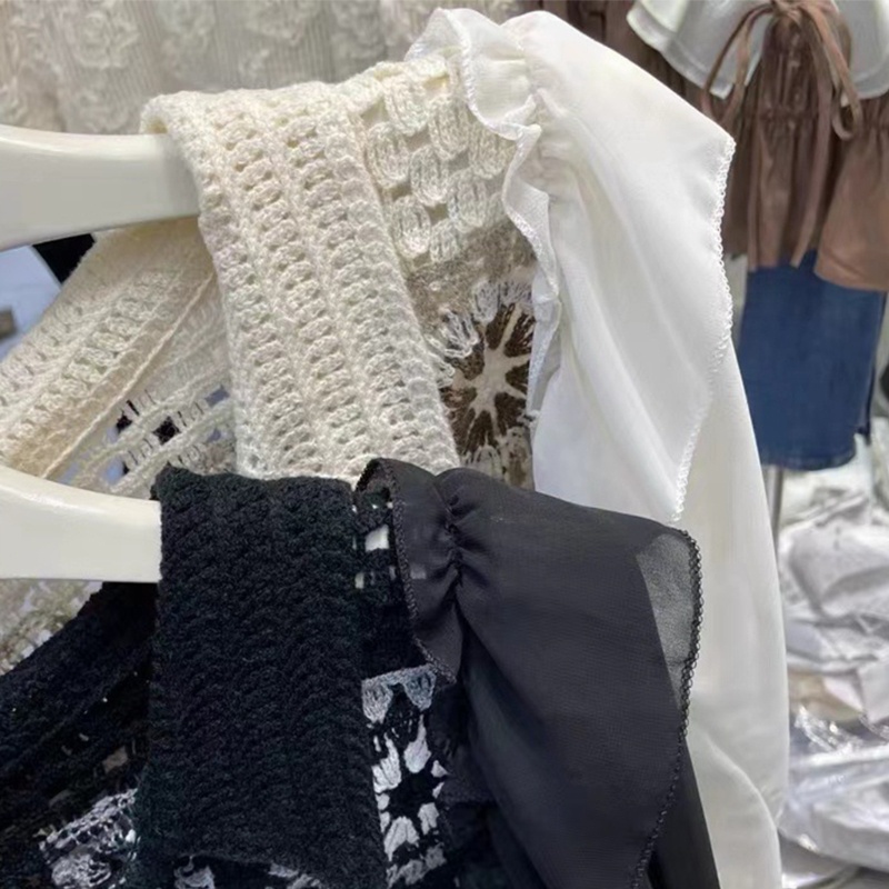 Áo Khoác Cardigan Dệt Kim Cài Nút Họa Tiết Hoa Ngọt Ngào Cho Nữ