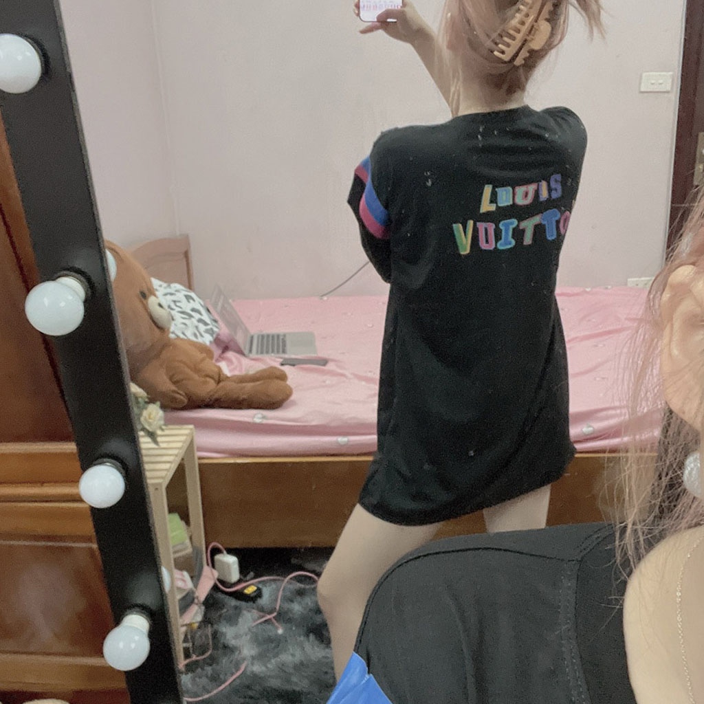 ÁO L.V VIỀN VAI NAM NỮ UNISEX - Áo Phông L.V Viền Vai L.V7 Ảnh Thật Video