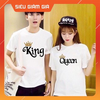 [GIẢM GIÁ] Áo thun Cặp Đôi Nam Nữ Couple King Queen , in áo đôi theo yêu cầu