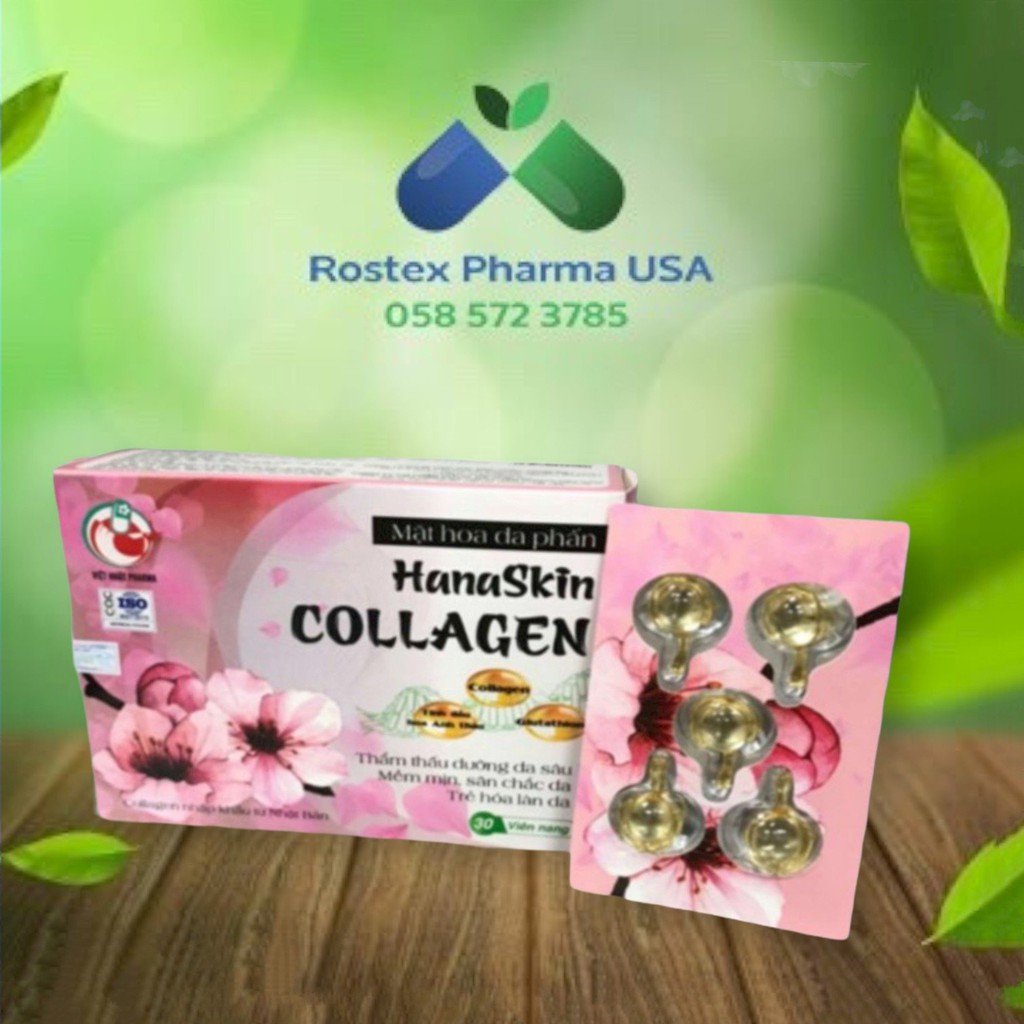 Viên Bôi Đẹp da Collagen Hana Skin Collagen Mặt Hoa Da Phấn – hộp 30 viên