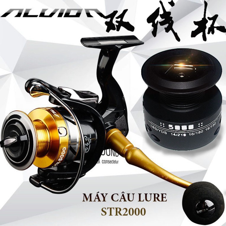 Máy câu lure, Máy câu rê cá lóc ALVION STR2000 14+1 BB (tặng cối) chất lượng cao MT