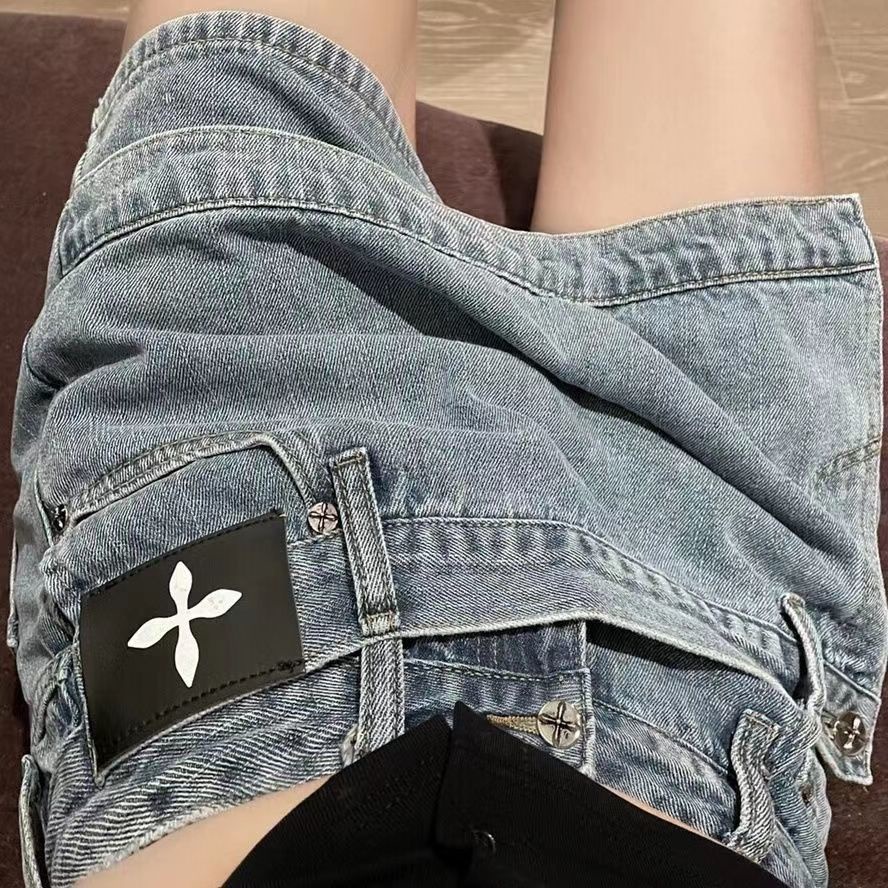 Quần Short Chất Liệu Da Denim Thời Trang Mùa Hè 2022 Cho Nữ