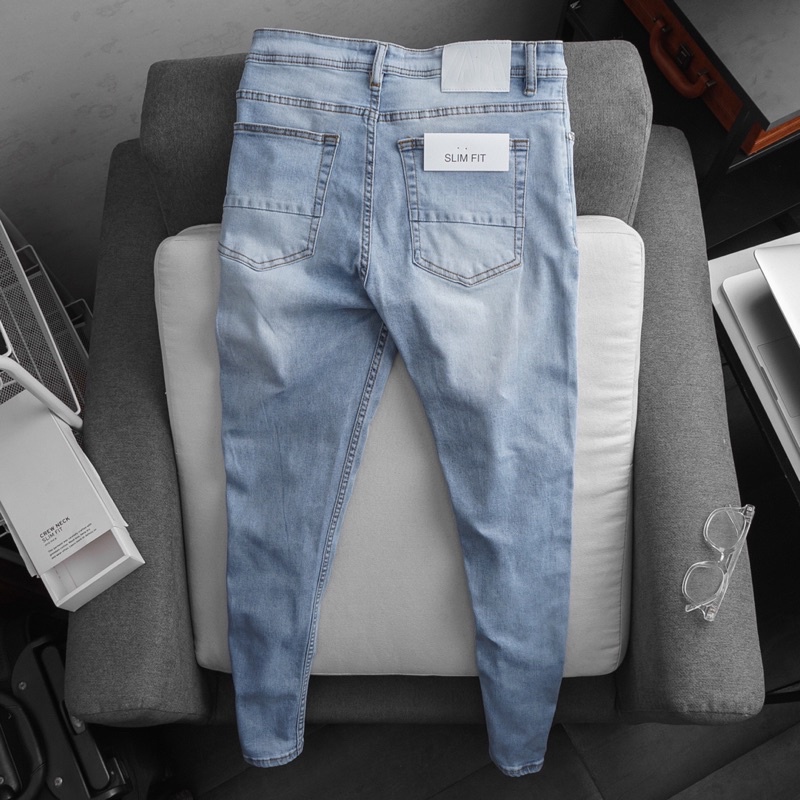 Quần jean denim nam slimfit xuất khẩu xịn co giãn