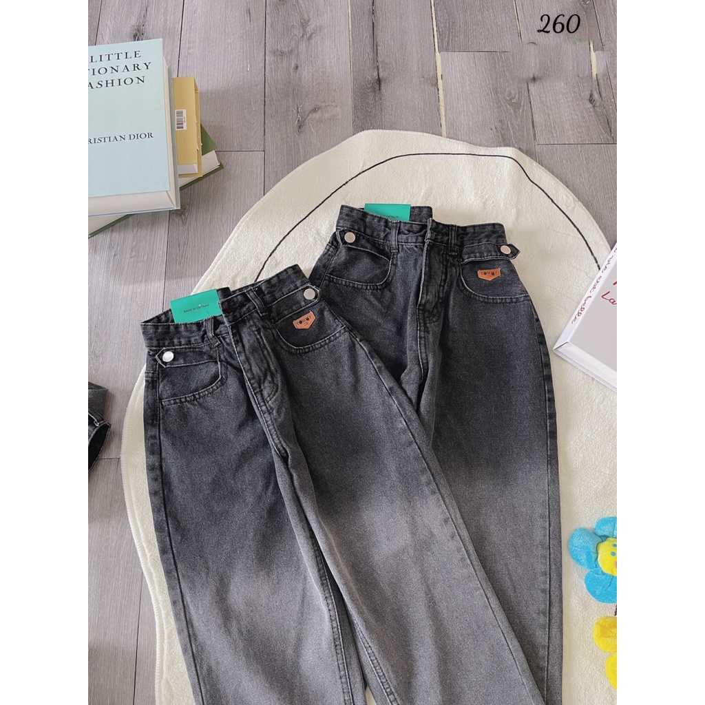 [ VIDEO+FREESHIP ] QUẦN BAGGY JEANS NỮ LƯNG CAO LAI CUỐN LOANG XÁM TRẮNG CHÂN 2 ĐAI TÚI PHỐI MẠC CAM DÀY DẶN MỀM MỊN