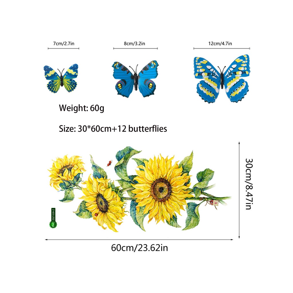 CONOPERY Miếng Dán Tường Trang Trí Hình Bướm Nghệ Thuật