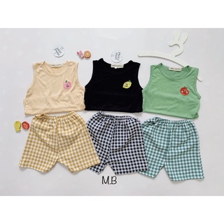Bộ áo ba lỗ quần kate hình trái cây thêu minkymom cho bé từ 8-18kg size 80-120