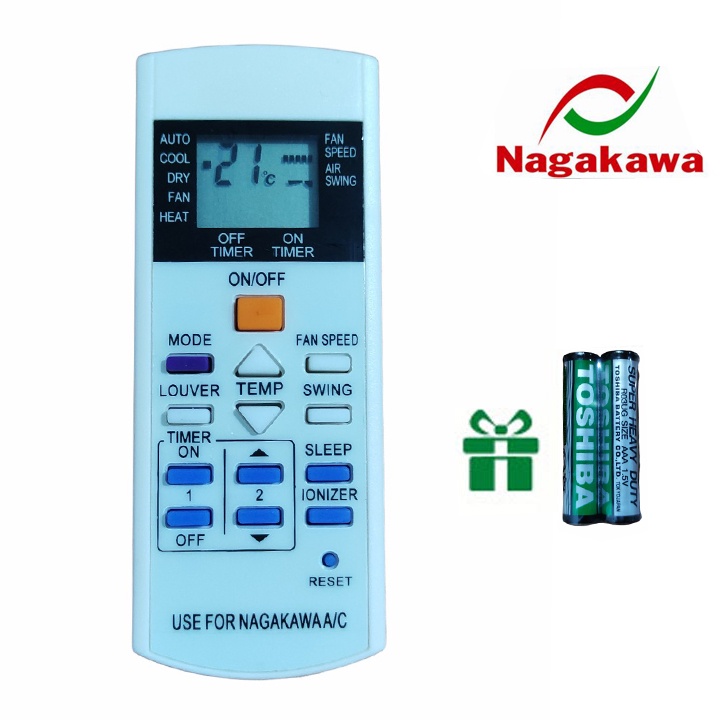 điều khiển điều hoà nagakawa remote máy lạnh nagakawa (tặng cặp pin)