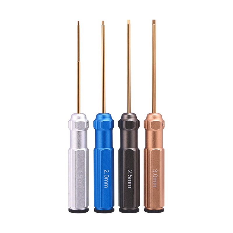 Set 4 Tua Vít Đầu Lục Giác 1.5mm 2mm 2.5mm 3mm Mạ Titan Chuyên Dụng Sửa Chữa Mô Hình Điều Khiển Từ Xa