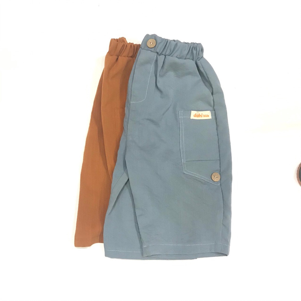 Quần Ngố Phối 3 Cúc Bé Trai Chất Đũi Xước Năng Động Mát Nhẹ Size 10-35kg