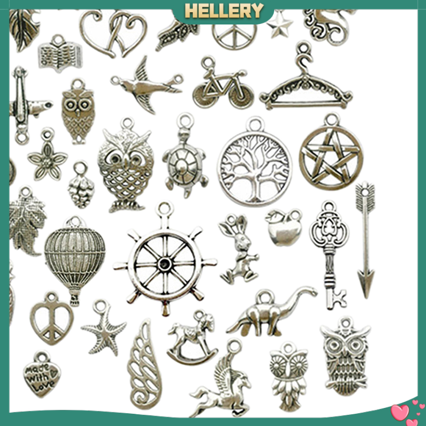 CHARMS Set 100 Mặt Dây Chuyền Xi Mạ Bạc Phong Cách Tây Tạng