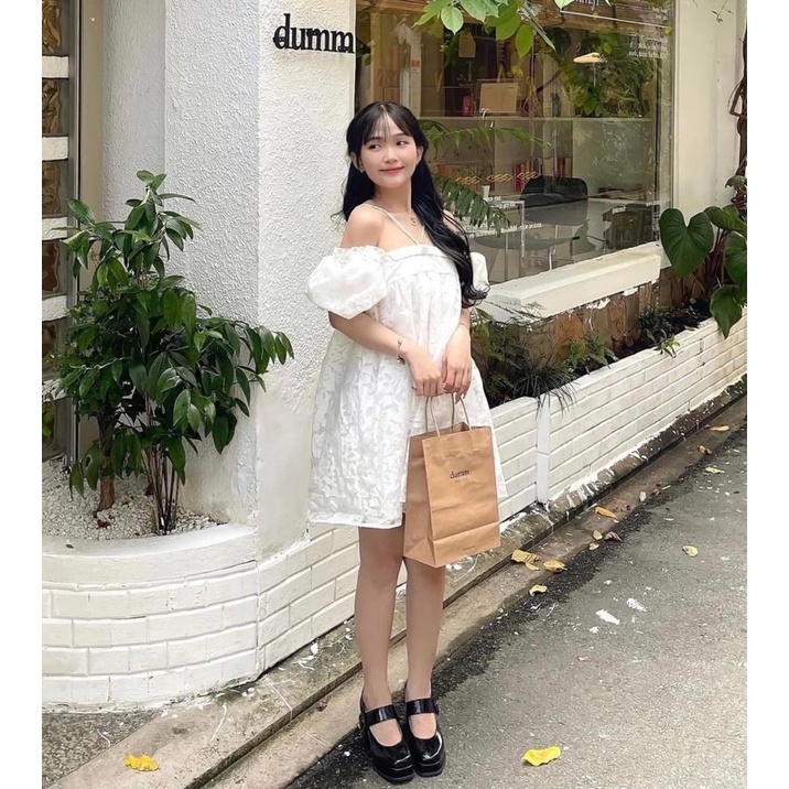 Đầm ren trễ vai cúc ngọc tiểu thơ &quot;Sophia Dress&quot; (ảnh thật)