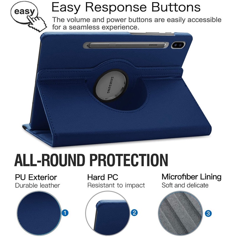 For Samsung Galaxy Tab S7/S8/ S7 FE /S7Plus/S8PLUS 12.4 inch Case SM-T870 T7875 SM-T970 T975 Tablet Cover 360 Rotating Bracket Flip Leather Cover