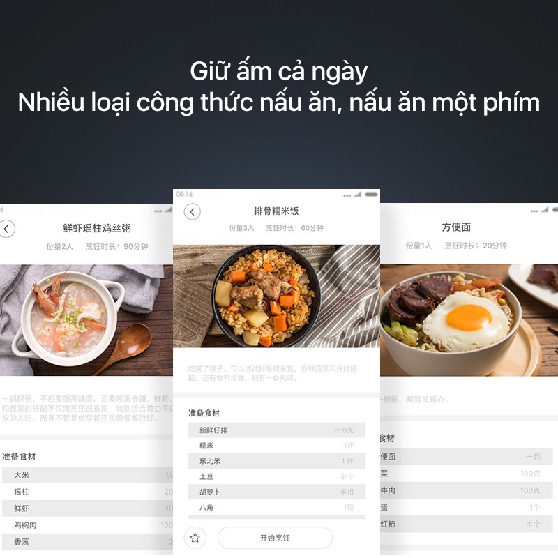 Nồi Cơm Điện Xiaomi Thông Minh Cao Tần 1.6L 2-8 bát cơm Sơn chống dính Daikin PFA minh với App Mi Home