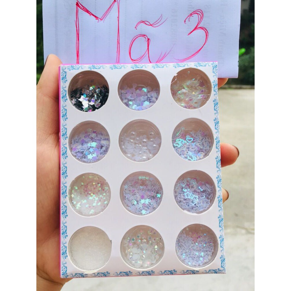 Sét kim tuyến 12 ô -Nhũ mắt gilter kim tuyến trang điểm Make up Phong cách Korea - Hoặc trang trí móng tay Nail.